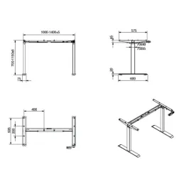 Structure de bureau réglable en hauteur MAROL Manual / Blanc