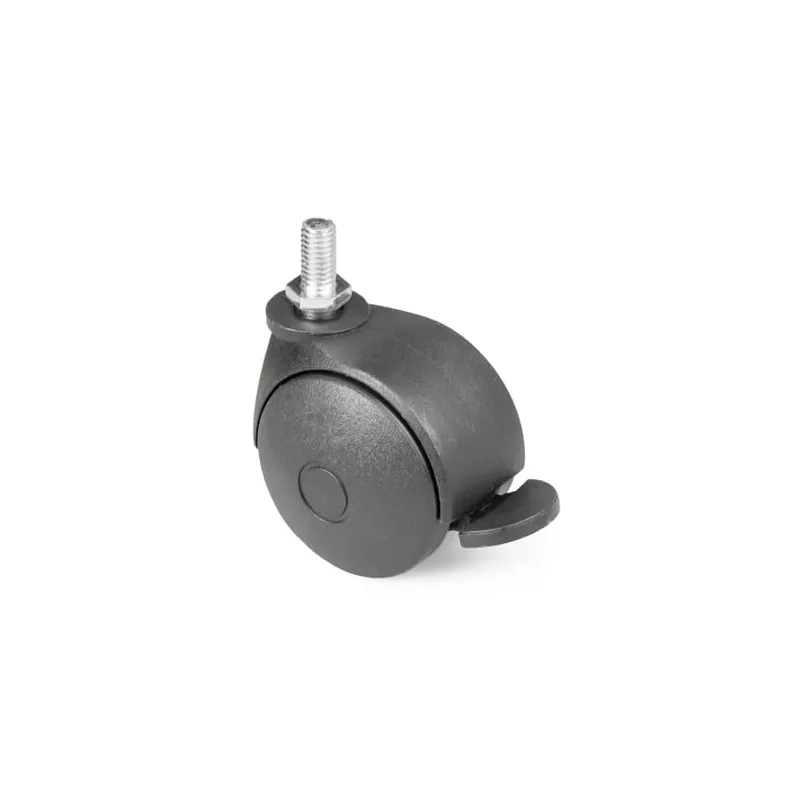 Roulettes de meuble noires avec vis WORK – avec frein / 50 mm