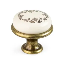 Bouton de meuble LUNAS / laiton vieilli – motif ornemental