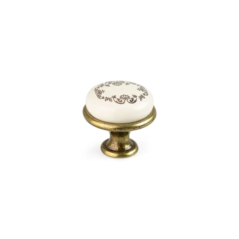 Bouton de meuble LUNAS / laiton vieilli – motif ornemental