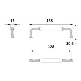 Poignée BLANCA / Laiton vieilli - Porcelaine blanche
