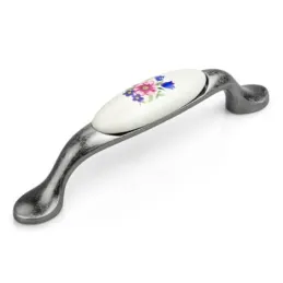 Poignée LUNAS / Argent vieilli – motif floral