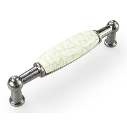 Poignée LUNAS DUO / Argent vieilli – Porcelaine craquelée