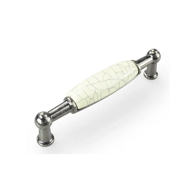 Poignée LUNAS DUO / Argent vieilli – Porcelaine craquelée