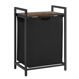 Panier à linge METALO UNO / Noir + bois brun