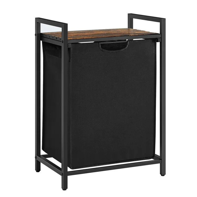Panier à linge METALO UNO / Noir + bois brun