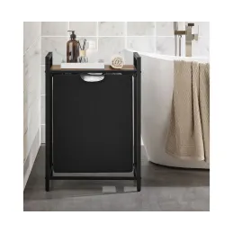 Panier à linge METALO UNO / Noir + bois brun