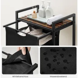 Panier à linge METALO UNO / Noir + bois brun