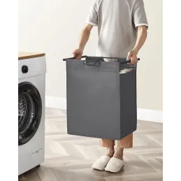 Panier à linge METALO UNO / Noir + bois anthracite