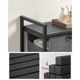 Panier à linge METALO UNO / Noir + bois anthracite