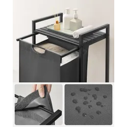 Panier à linge METALO UNO / Noir + bois anthracite