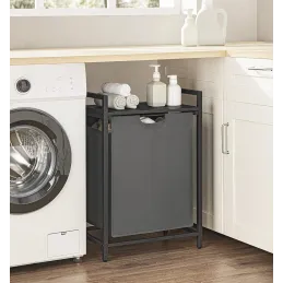 Panier à linge METALO UNO / Noir + bois anthracite