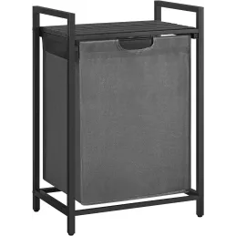 Panier à linge METALO UNO / Noir + bois anthracite