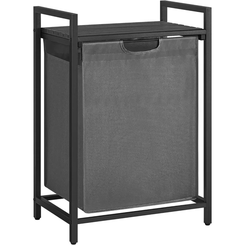 Panier à linge METALO UNO / Noir + bois anthracite