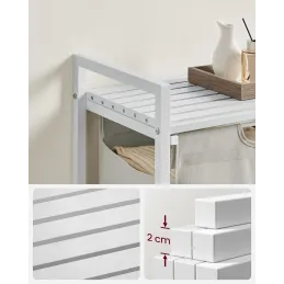 Panier à linge METALO UNO / Blanc + bois blanc