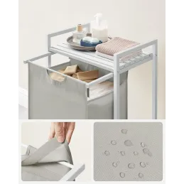 Panier à linge METALO UNO / Blanc + bois blanc