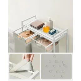 Panier à linge METALO DUO / Blanc + bois blanc