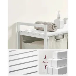 Panier à linge METALO DUO / Blanc + bois blanc