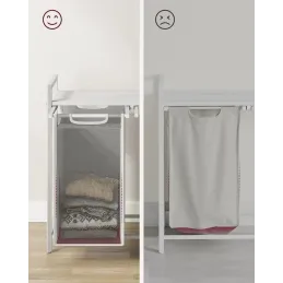 Panier à linge METALO DUO / Blanc + bois blanc