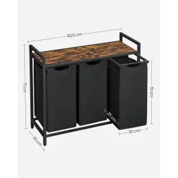 Panier à linge METALO TRIO / Noir + bois brun