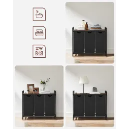 Panier à linge METALO TRIO / Noir + bois brun
