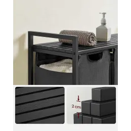 Panier à linge METALO TRIO / Noir + bois anthracite