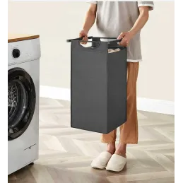 Panier à linge METALO TRIO / Noir + bois anthracite