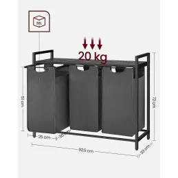 Panier à linge METALO TRIO / Noir + bois anthracite