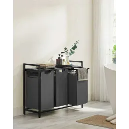 Panier à linge METALO TRIO / Noir + bois anthracite