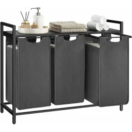 Panier à linge METALO TRIO / Noir + bois anthracite