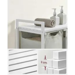Panier à linge METALO TRIO / Blanc + bois blanc