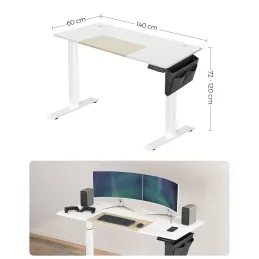 Bureau électrique réglable en hauteur GARDO 1400 x 600 / Blanc
