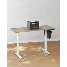 Bureau électrique réglable en hauteur GARDO 1400 x 600 / Blanc - Chêne sonoma