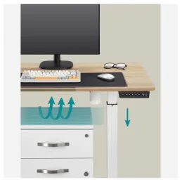 Bureau électrique réglable en hauteur GARDO 1400 x 600 / Blanc - Chêne sonoma