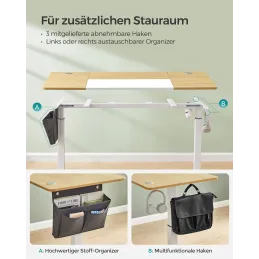 Bureau électrique réglable en hauteur GARDO 1400 x 600 / Blanc - Chêne sonoma
