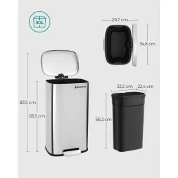 Poubelle STING à pédale 30 l / Acier inoxydable