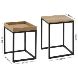Set de 2 tables basses GALAXIA / Noir mat