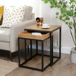 Set de 2 tables basses GALAXIA / Noir mat