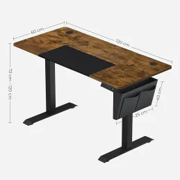 Bureau électrique réglable en hauteur GARDO 1200 x 600 / Noir
