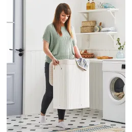 Panier à linge GLAMUR 72 L / Blanc