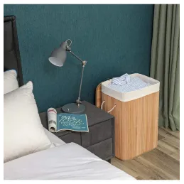 Panier à linge GLAMUR 72 L / Bois naturel