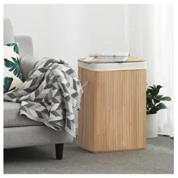 Panier à linge GLAMUR 72 L / Bois naturel