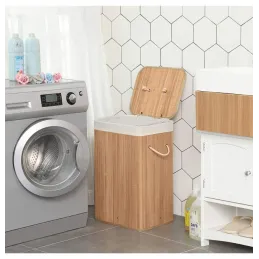 Panier à linge GLAMUR 72 L / Bois naturel