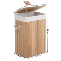 Panier à linge GLAMUR 72 L / Bois naturel