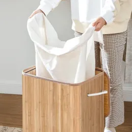 Panier à linge GLAMUR 72 L / Bois naturel
