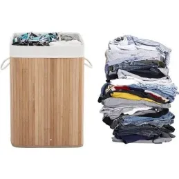 Panier à linge GLAMUR 72 L / Bois naturel