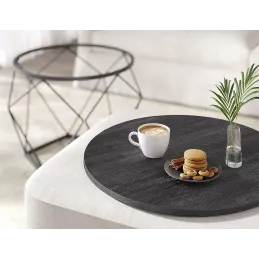 Ensemble de 2 tables basses ORION / Noir mat – bois noir