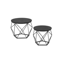 Ensemble de 2 tables basses ORION / Noir mat – bois noir