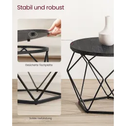 Ensemble de 2 tables basses ORION / Noir mat – bois noir