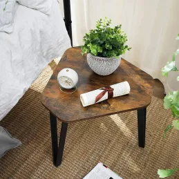 Set de 3 tables basses LUVERO / Noir mat – bois vintage